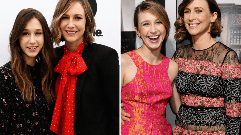 Farmiga sisters smiling together at a public event